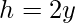 \displaystyle h=2y