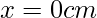 x=0 cm