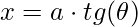\displaystyle x=a\cdot tg(\theta )