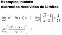 Exemplos iniciais: exercícios resolvidos de Limites
